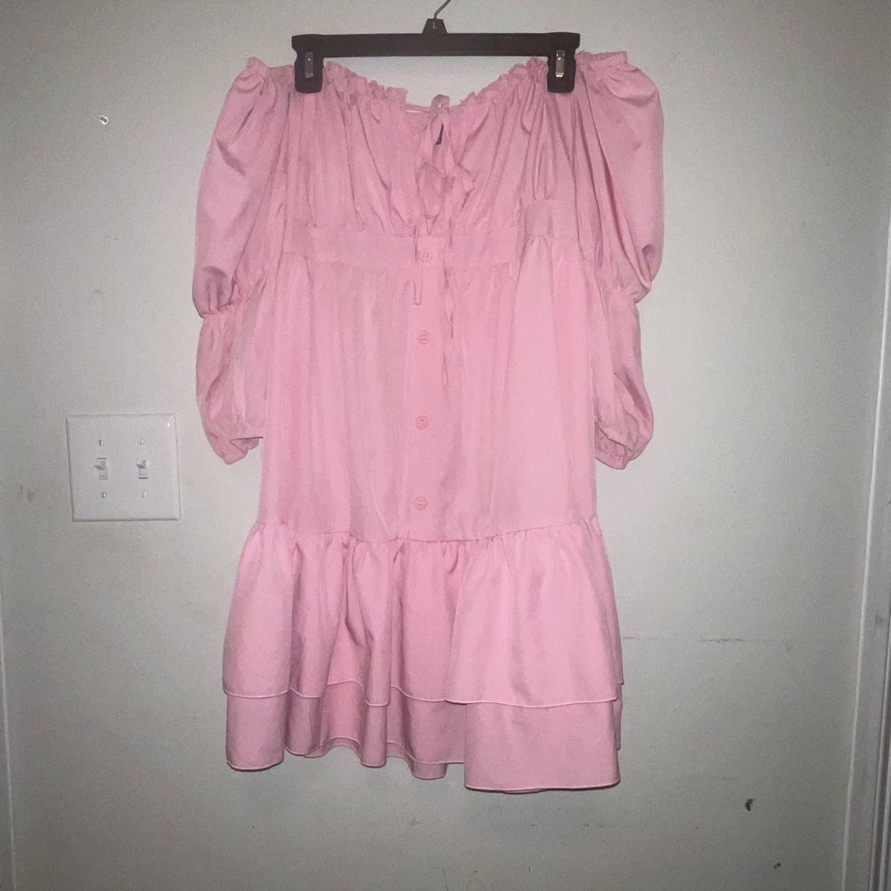Maternity Pink Off-Shoulder Dress